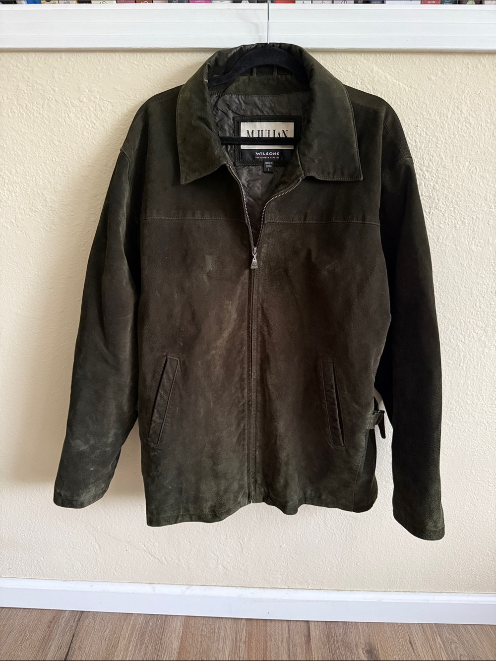 Wilsons M Julian Suede Zip-Front Jacket in Dark Olive